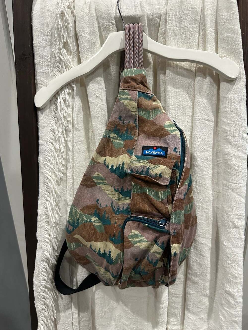 Kavu Rope Bag Sling Pack Forest Mountain Print Canvas